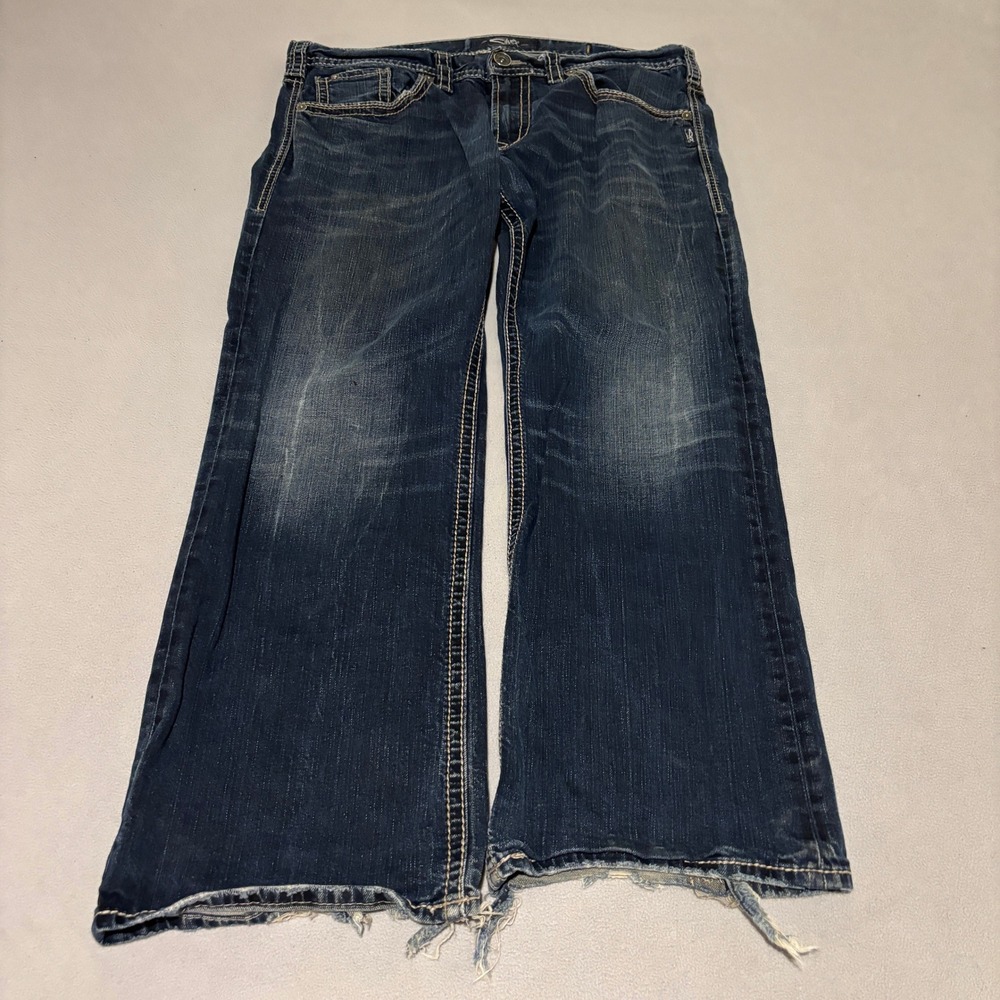Silver Jeans Co Zac Mens Relaxed Fit Straight Leg 38x30 Dark Wash Blue Denim